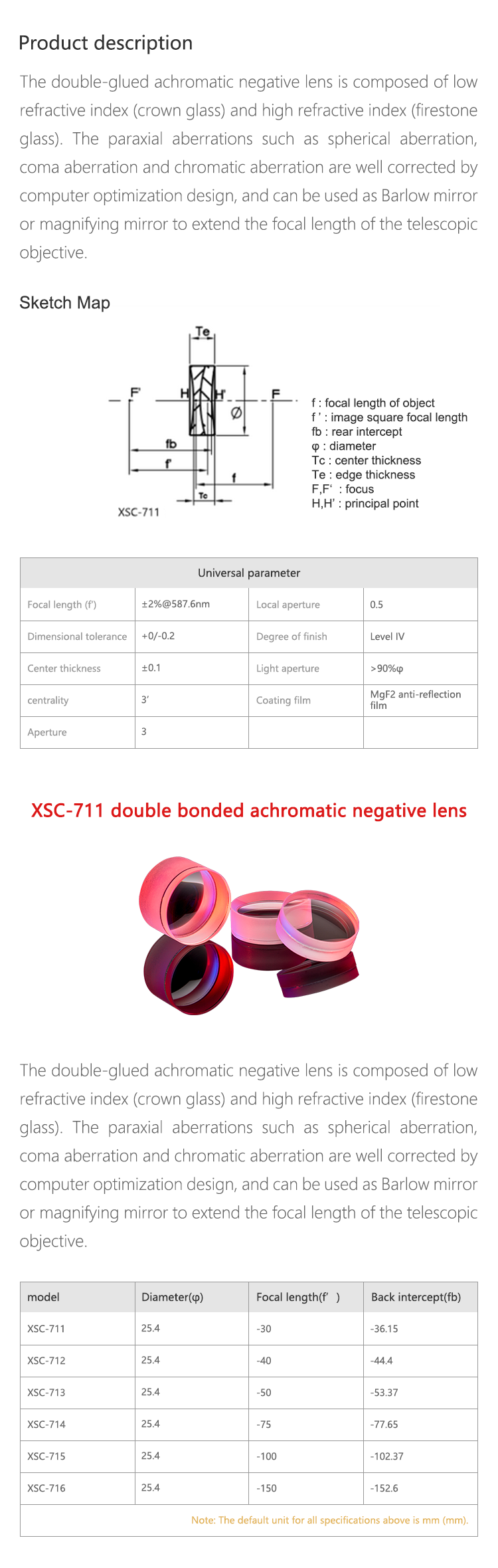 Double bonded achromatic negative lens