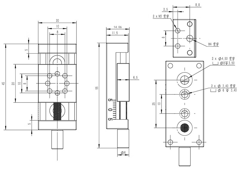 Manual four-dimensional displacement table PT-SD10(Four-axis)