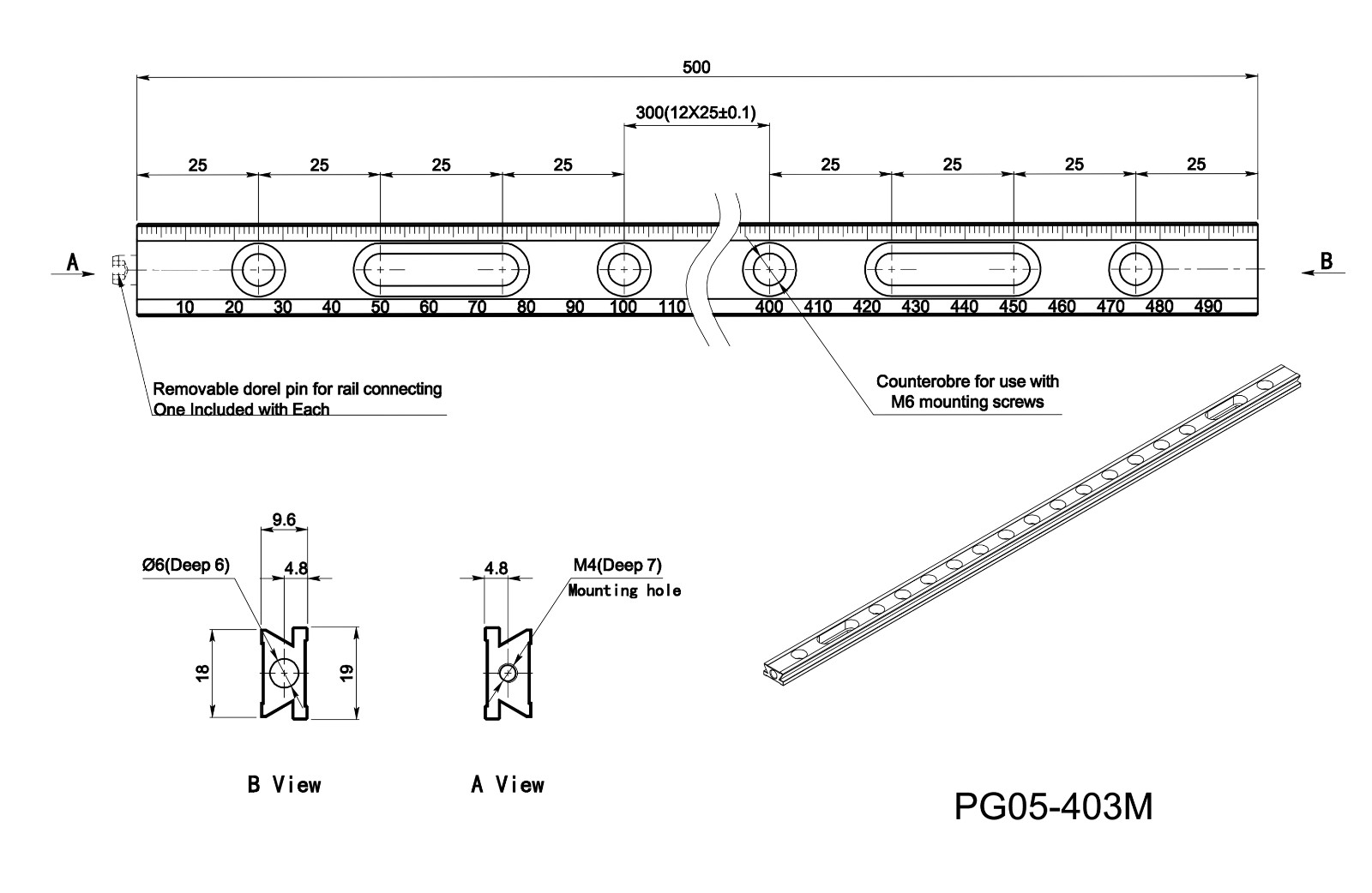 PG05 series 19mm guide rail, slide table