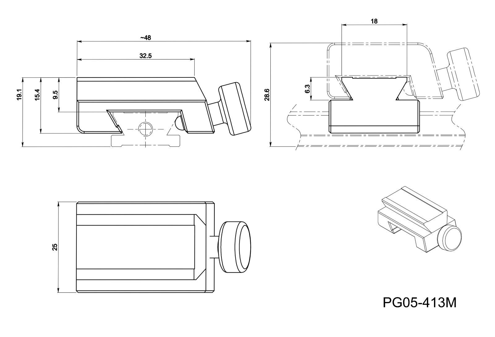 PG05 series 19mm guide rail, slide table