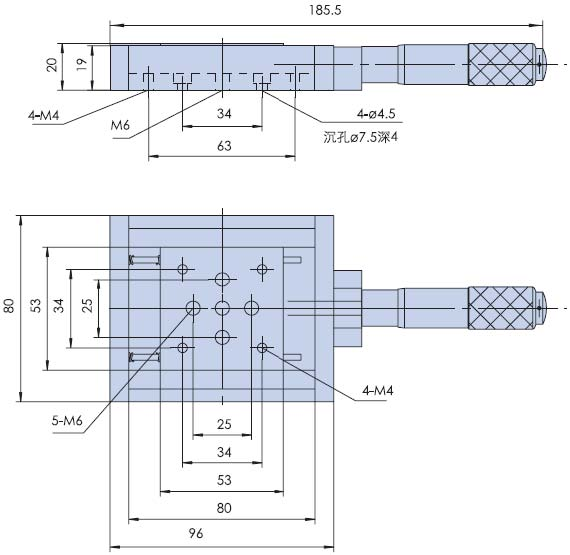 PT120-25-53 Manual 25mm Linear Translation Stages Manual Linear Stages