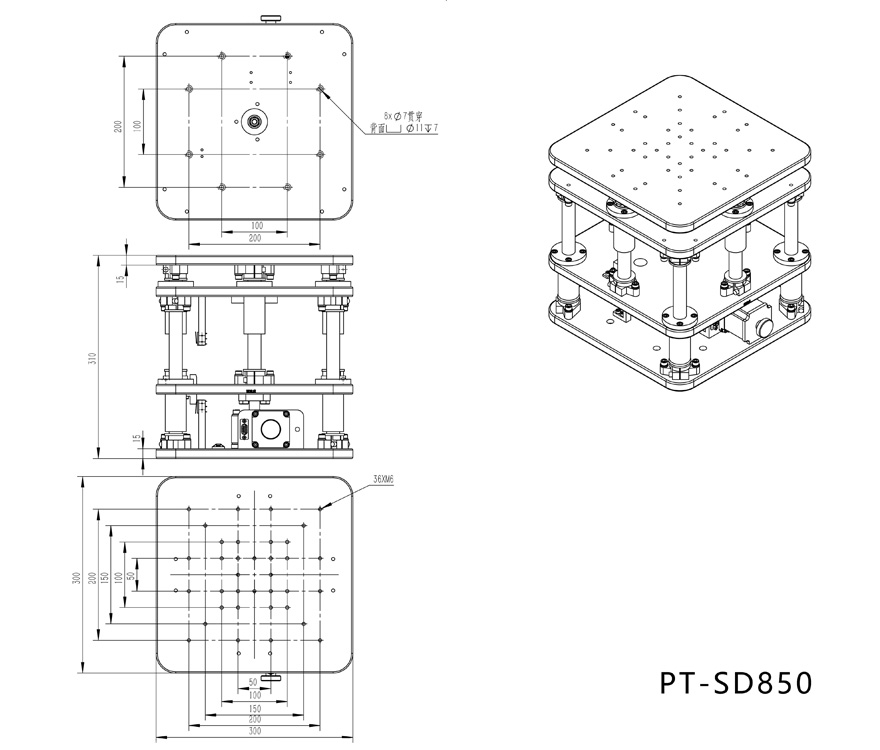 PT-SD850 electric lifting platform Optical heavy duty Z-axis table