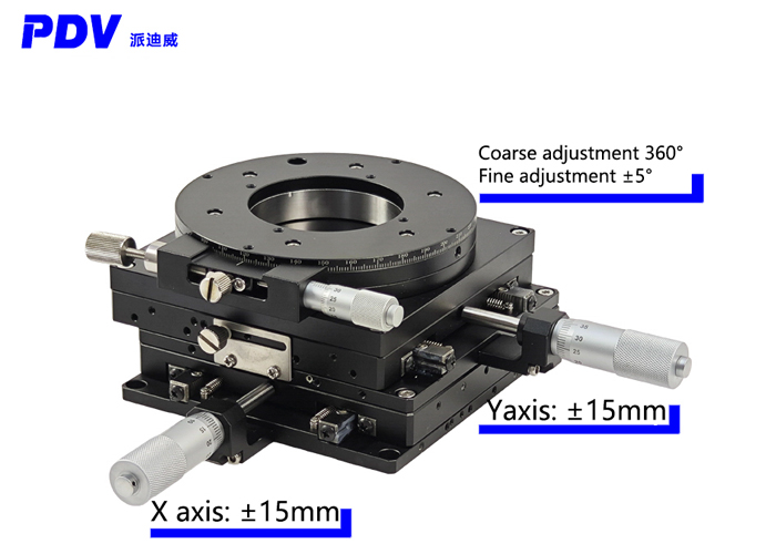 PT-21R100 manual 3D displacement table 36 degrees rotary table coarse fine adjustment slide XY axis